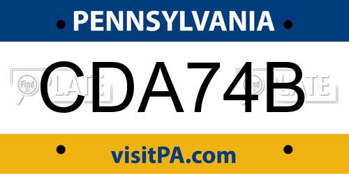 CDA74B Pennsylvania License Plate