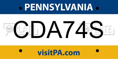 CDA74S Pennsylvania License Plate