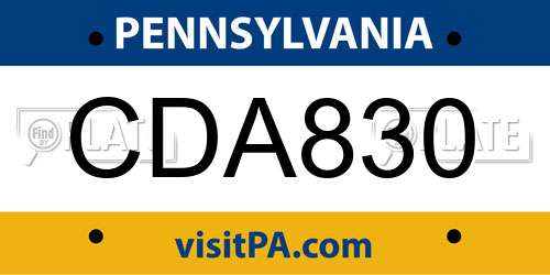 CDA830 Pennsylvania License Plate