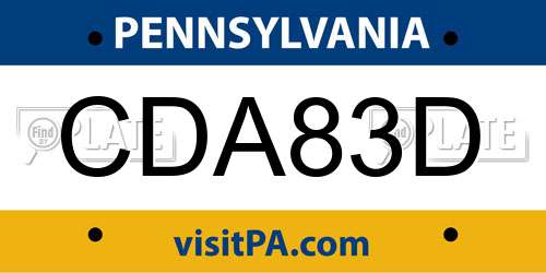 CDA83D Pennsylvania License Plate
