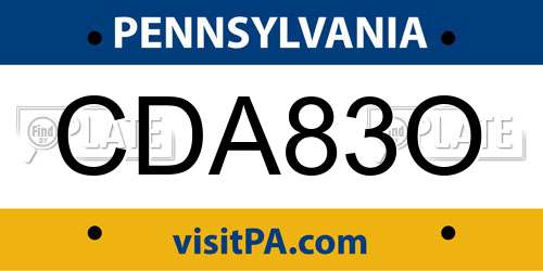 CDA83O Pennsylvania License Plate