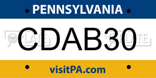 CDAB30 Pennsylvania License Plate