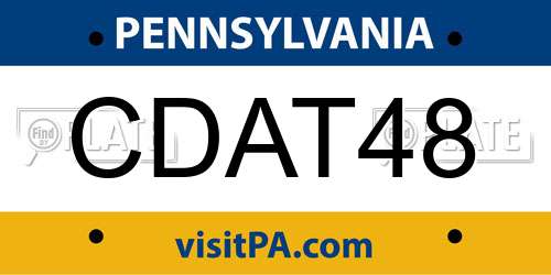 CDAT48 Pennsylvania License Plate