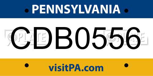CDB0556 Pennsylvania License Plate