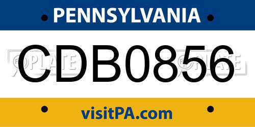 CDB0856 Pennsylvania License Plate