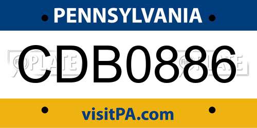 CDB0886 Pennsylvania License Plate