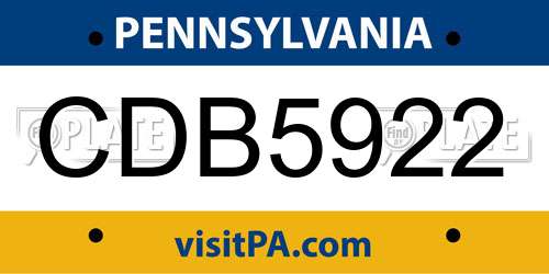 CDB5922 Pennsylvania License Plate