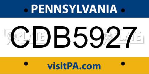 CDB5927 Pennsylvania License Plate