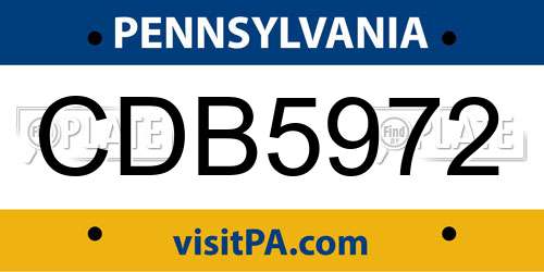 CDB5972 Pennsylvania License Plate