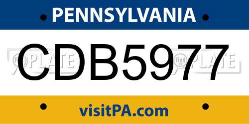 CDB5977 Pennsylvania License Plate