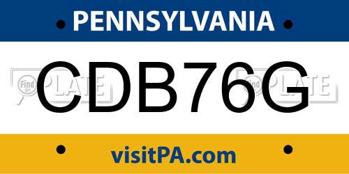 CDB76G Pennsylvania License Plate