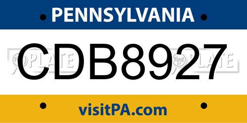 CDB8927 Pennsylvania License Plate