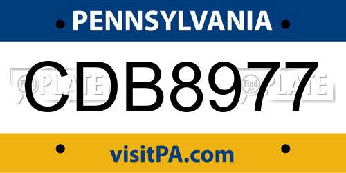 CDB8977 Pennsylvania License Plate