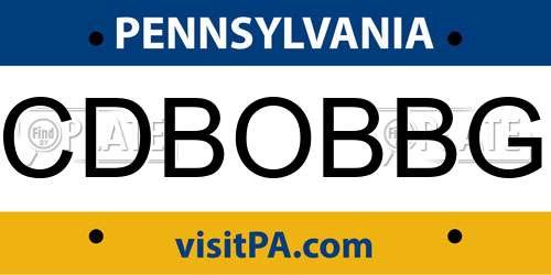 CDBOBBG Pennsylvania License Plate