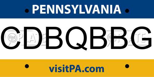 CDBQBBG Pennsylvania License Plate