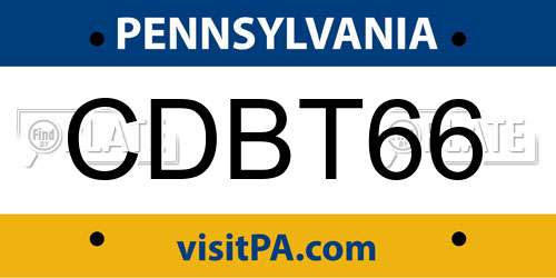 CDBT66 Pennsylvania License Plate