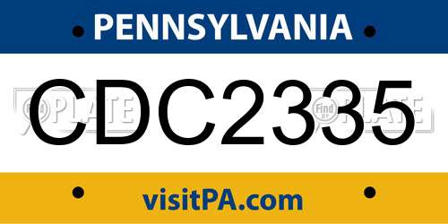 CDC2335 Pennsylvania License Plate