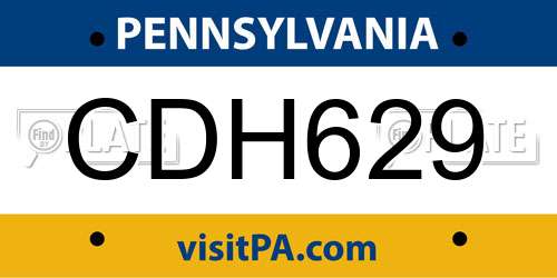 CDH629 Pennsylvania License Plate