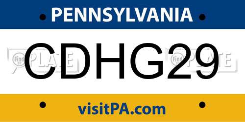 CDHG29 Pennsylvania License Plate