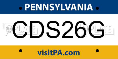 CDS26G Pennsylvania License Plate
