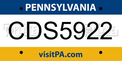CDS5922 Pennsylvania License Plate
