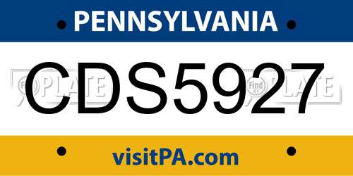 CDS5927 Pennsylvania License Plate