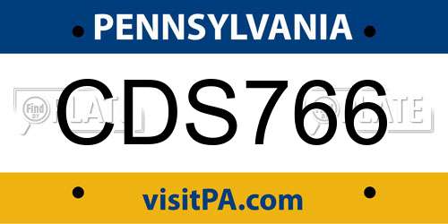 CDS766 Pennsylvania License Plate