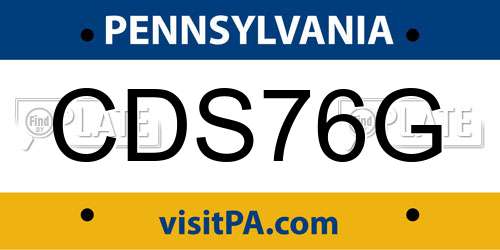 CDS76G Pennsylvania License Plate