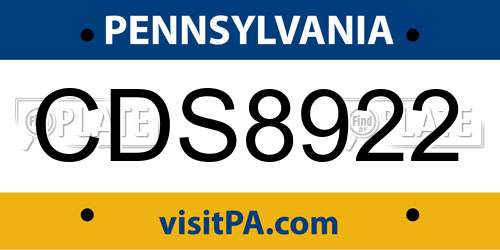 CDS8922 Pennsylvania License Plate