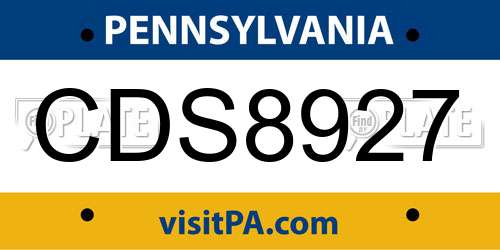 CDS8927 Pennsylvania License Plate