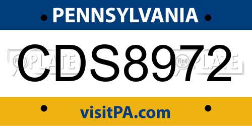 CDS8972 Pennsylvania License Plate