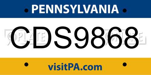 CDS9868 Pennsylvania License Plate