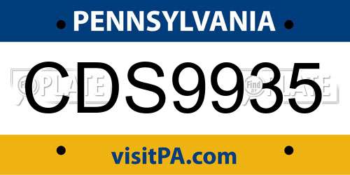 CDS9935 Pennsylvania License Plate