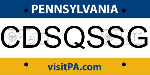 CDSQSSG Pennsylvania License Plate
