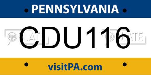 CDU116 Pennsylvania License Plate