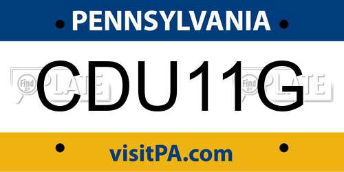 CDU11G Pennsylvania License Plate