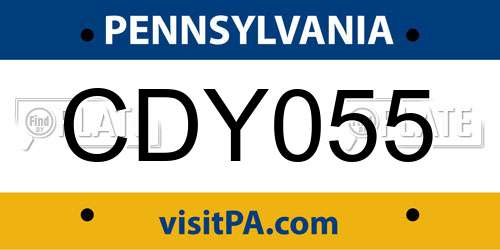 CDY055 Pennsylvania License Plate