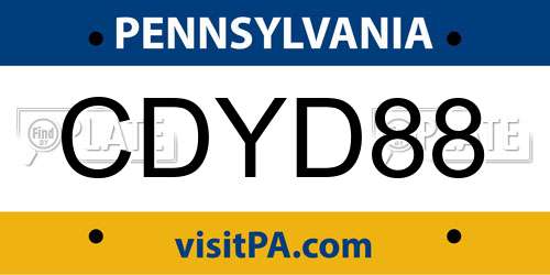 CDYD88 Pennsylvania License Plate