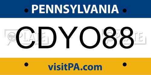 CDYO88 Pennsylvania License Plate