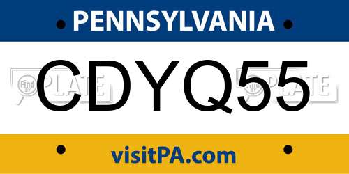 CDYQ55 Pennsylvania License Plate