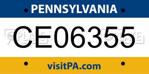 CE06355 Pennsylvania License Plate