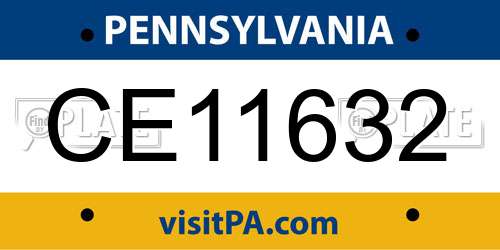 CE11632 Pennsylvania License Plate