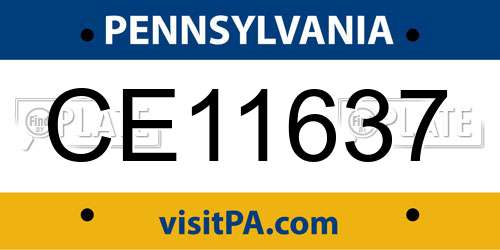 CE11637 Pennsylvania License Plate