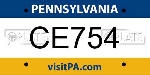 CE754 Pennsylvania License Plate
