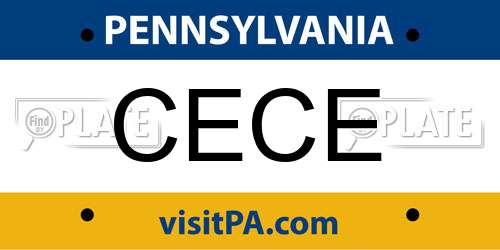 CECE Pennsylvania License Plate