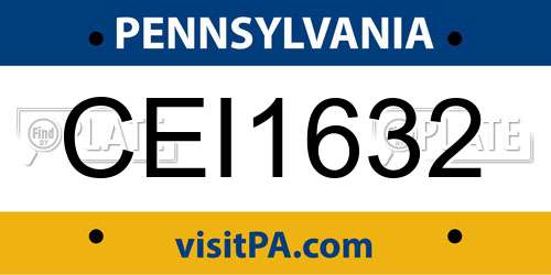 CEI1632 Pennsylvania License Plate