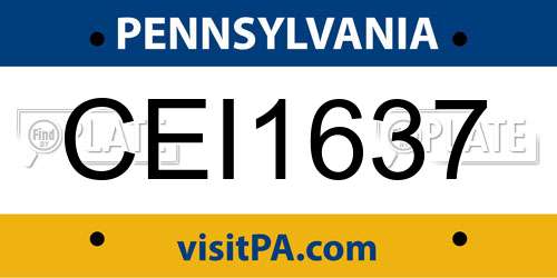 CEI1637 Pennsylvania License Plate