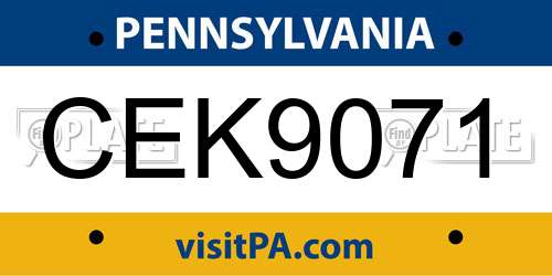 CEK9071 Pennsylvania License Plate