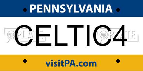 CELTIC4 Pennsylvania License Plate