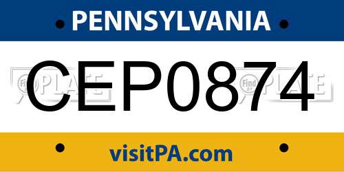 CEP0874 Pennsylvania License Plate